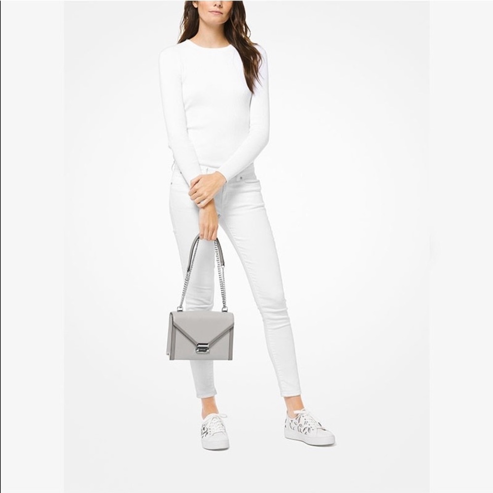 MICHAEL Michael Kors Whitney Leather Convertible Shoulder Bag Grey - Picture 7 of 7
